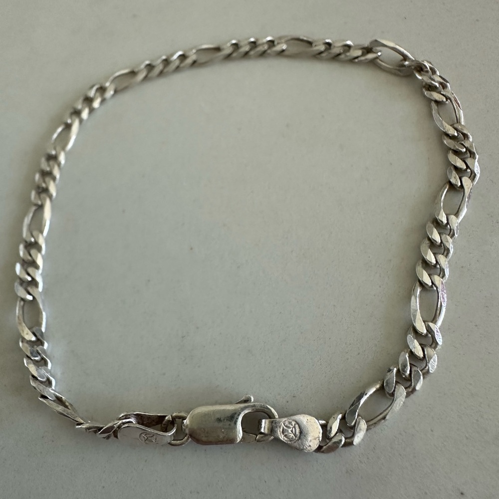 Stylish slim sterling silver 925 Chain Bracelet made & engraved Italy